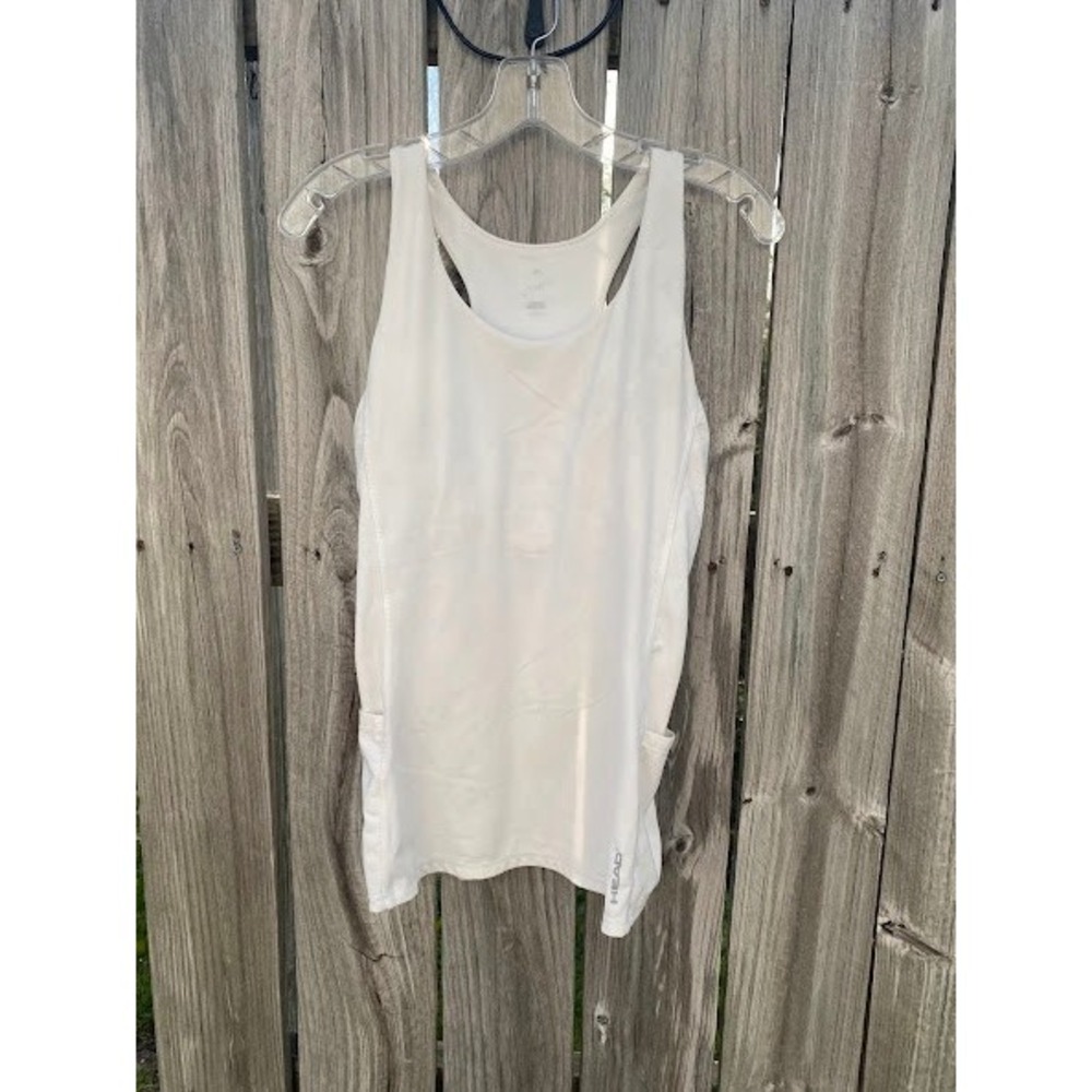 HEAD Womens White Racerback Athletic Tank Top with Pockets Size Large L